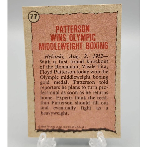Floyd Patterson 1983 Greatest Olympians Card #77 Helsinki, 1952 - Picture 2 of 4